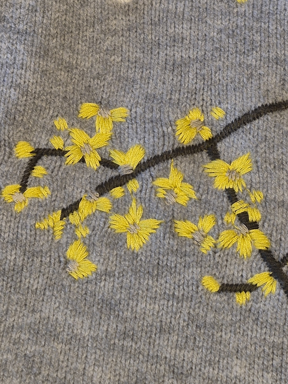 CAbi Gray Bird-Embroidered Crewneck Sweater - Picture 4 of 7